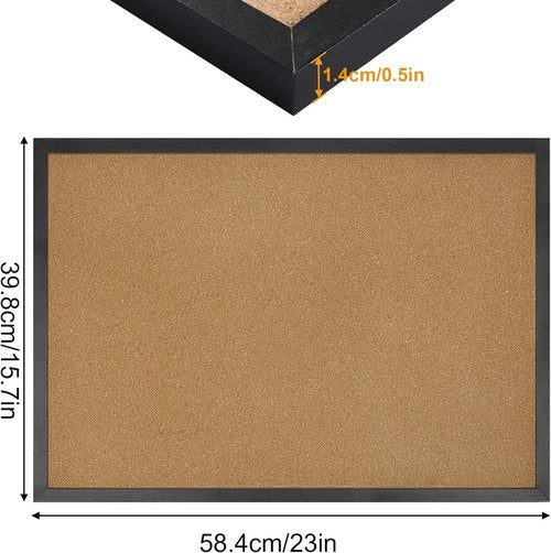 FEBSNOW Cork Board - 23 x 15.7 Inches Rectangle Black Frame | Ideal Wall Message & Vision Board