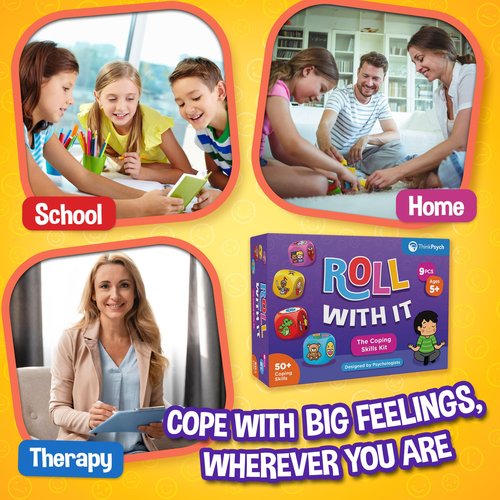 ThinkPsych Roll with It - CBT Coping Skills Kit - Anger Management - Stress Relief - Social Emotional Learning Toys & Anxiety Relief Tools for Kids - Ages 5-12 - Play Therapy & Calm Down Kit