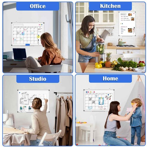 Monthly Calendar Dry Erase Whiteboard for Wall, 30" x 20" Double-Sided Large Calendar White Board, Magnetic Portable Hanging Board for Office, Home, School