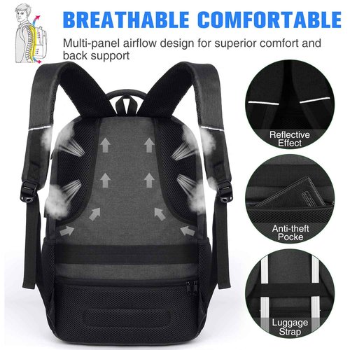 YAMTION 17 Inch School Backpack for Men Women Teen Boys,Bookbag Laptop Backpack with USB Port and Headphone Jack Water Resistant College Bag for School Business Travel