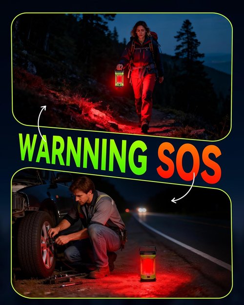 AlpsWolf Rechargeable Camping Lantern - 4000mAh Super Bright LED Light | Portable Emergency Lamp - Green