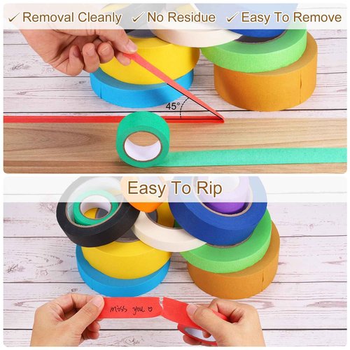 Rebower Masking Tape Blue Painters Tape Paper Tape [for Crafts DIY Walls Painting Packing Automotive Home Decoration Teaching]- 2 Inch x 60 Yards/24 Rolls