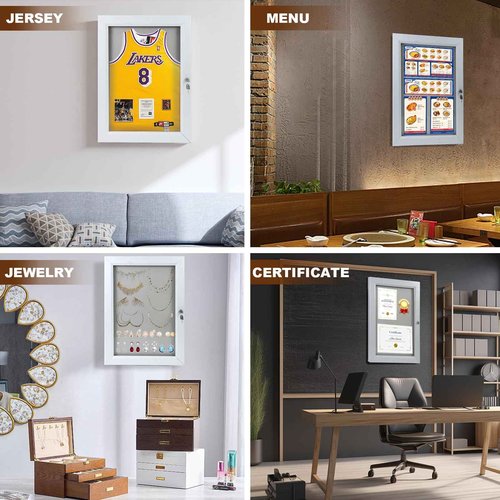 corpuwn Locking Enclosed Bulletin Board Aluminum Memo Board Wall Mount Noticeboard with Rubber Seal Tamperproof Single Door Display Case for Indoor Or Outdoor Use, 26.8×20 in
