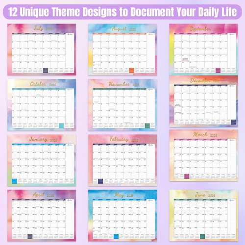 Gannyfer Desk Calendar 2025-2026, Large 22"x17" Monthly Calendar, July 2025 - Dec 2026, 18 Month Yearly Desktop Calendar with Notes, for Family, Office, and School(6 Stickers)