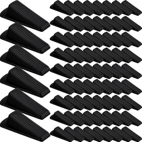 Frienda 72 Pcs Door Stoppers Bulk for Bottom of Door Rubber Door Wedge Stop Height up to 1.2 Inches Sturdy Door Stop Bulk for Heavy Duty Door Bottom Carpet Tile Concrete Wooden Floor (Black)