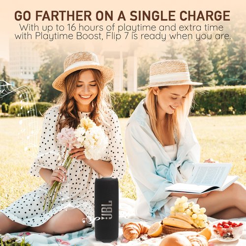 JBL Flip 7 Portable Bluetooth Speaker, IP68 Waterproof, Dustproof, Drop-Proof, PushLock System, AI Sound Boost, 16H Battery – Blue – Boomph's Comprehensive Ultimate Performance Cloth Solution