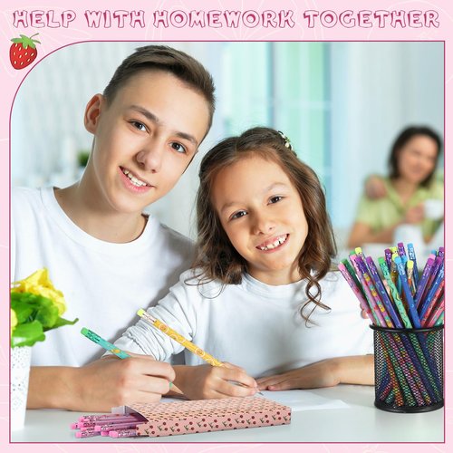 Fainne 200 Pcs Scented Pencils Smelly Wood HB Pencils bulk with Colorful Eraser and Case Fun Fruit Elements Back to School Supplies for School Office Classroom Teachers Party Reward Supplies