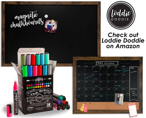 Loddie Doddie Large Magnetic Chalkboard - 24" x 36" Rustic Frame, Kitchen & Home Decor - Easy-to-Erase, Hanging Black Chalkboard for Wall - Blackboard