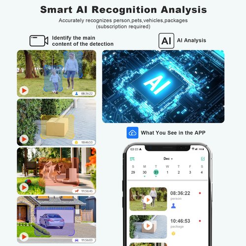 2K Security Cameras Wireless Outdoor, WiFi Battery Powered Indoor Camera for Home Security with AI Motion Detection, Spotlight, 2-Way Talk, Siren, IP65, Cloud/SD Storage, 2 Cameras