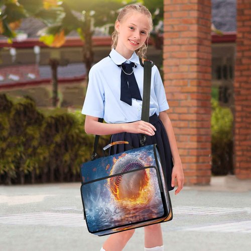 Takiito 3 Ring Zipper Binder Firing Baseball Binder Organizer Portfolio with File and Shoulder Strap & Handle Large Capacity File Folder