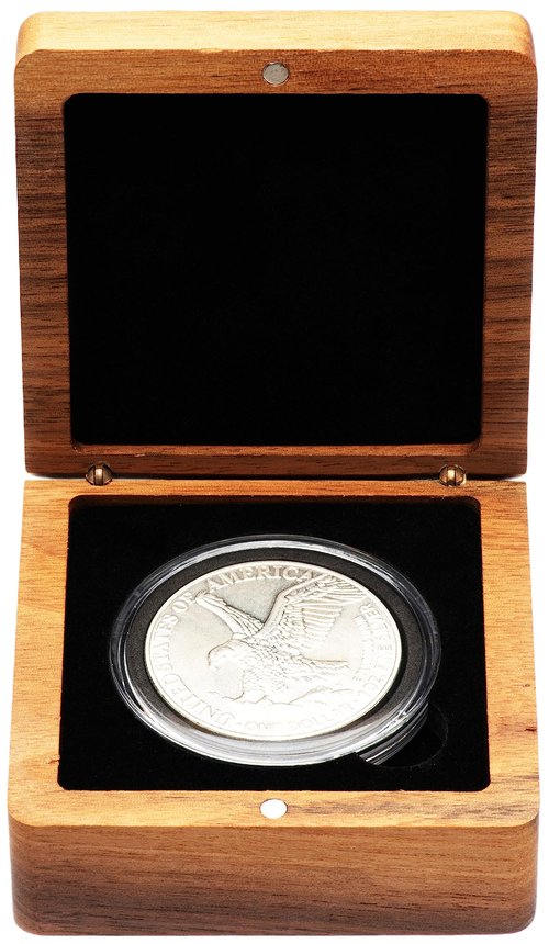 COSISO Single Walnut Wood Challenge Coin Presentation Display Box Storage Case Square 8cm and Plastic Coin Capsules with Adjustable Gasket