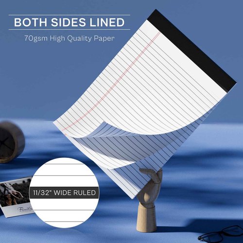 PINJINGPRO 24 Pack White Note Pads 8.5x11, Wide Ruled Legal Pads 8.5 x 11 Writing Pad, Micro Perforated Notepad 8.5'' x 11'' Lined Paper Pads, Thickness Paper with Strong Cardboard, 30 Sheets per Pad