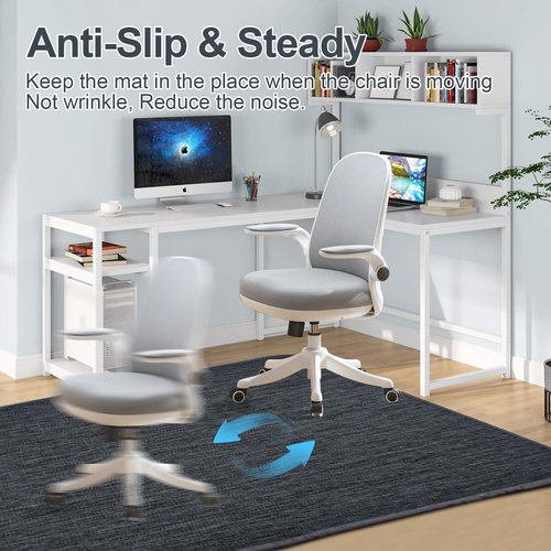 Office Chair Mat for Hardwood Floor: Desk Computer Gaming Heavy Duty Rugs for Rolling Chairs - 36"x48" Large Anti-Slip PVC Mats Tile Hard Wood Floors Protectors, Not Recommended for Carpet (Black)