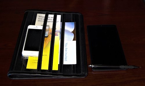 Everfiniti Leather (Black) Literature Organizer - Magazines, Tracts, Brochures, Handbills, Publications, Leaflets, etc.