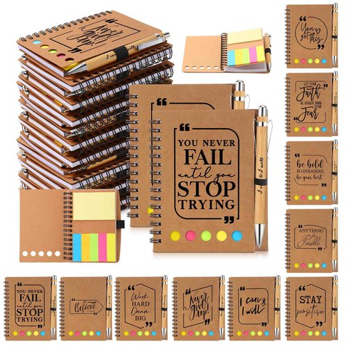Tenceur 50 Sets Employee Appreciation Gifts Bulk Customer Service Week Inspirational Spiral Notebook with Sticky Note Pen Medical Assistant Notepad for Emergency Nurses Teacher Coworkers Vet Tech