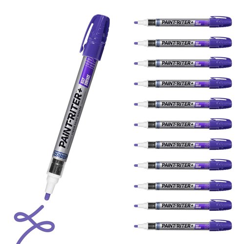 Markal 96974 Paint-Riter+ Oily Surface Liquid Paint Marker, Versatile Surface Compatibility, Bold Mark Size 1.8", Purple 12-Pack