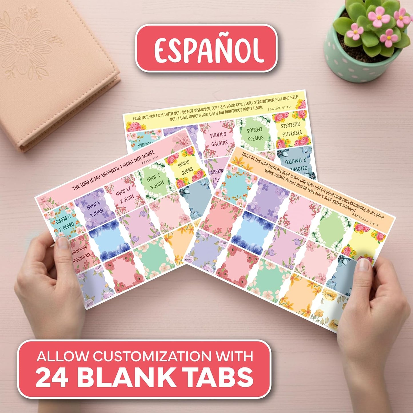 Spanish Bible Tabs | 90 Large Print Laminated Index Tabs for Easy Study - Perfect Christian Gift