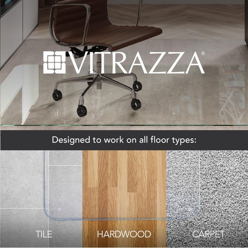 Vitrazza Glass Office Chair Mat – 36” x 42” Desk Mat with Clear Safety Glass/Creates Smooth, Easy Glide/Protects Against Carpet Imprints/Perfect for Home and Office Spaces (Chiaro)