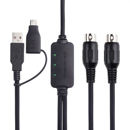 Cable Matters MIDI to USB Cable - 6.6ft / 2m, Plug & Play USBC/USB MIDI Cable for Keyboard, Synthesizer, Drum Machine, Control Surface and More, Does NOT Support SysEx