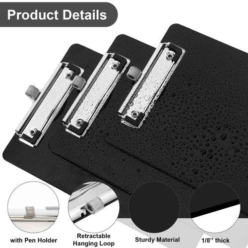 Sabary 100 Pack Bulk Mini Clipboards with Pen Holder Clip Black A5 Memo Clipboard 6x9 Plastic Check Presenters for Restaurants School Office Hotel Shopping List (Pen Not Included)