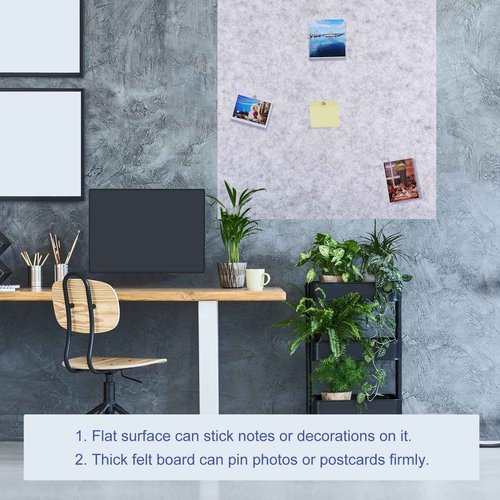 PATIKIL Felt Bulletin Board 12"x12" 6 Packs Self Adhesive Square Felt Tiles for Sound Proofing Wall Panels with 30 Push Pins for Home Office Recording Studio, Game Room, Gray
