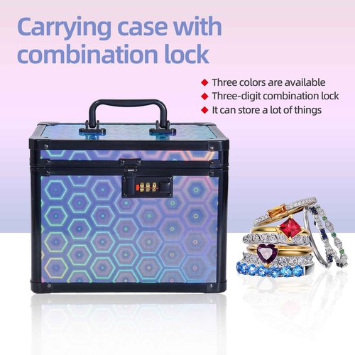 Medication Combination Lock Boxes with Code for Personal Items, Medicine Lockbox for Documents 10 x 7.25 x 7.75 Inches Colorful Blue