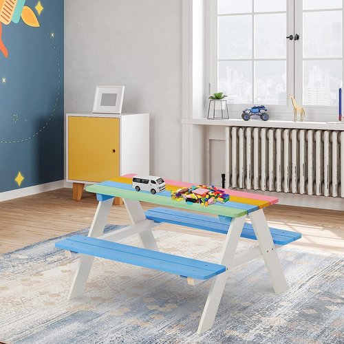BTExpert Kids Picnic Table Set - Wooden Activity Table with Chairs for Outdoor Fun | Durable Design