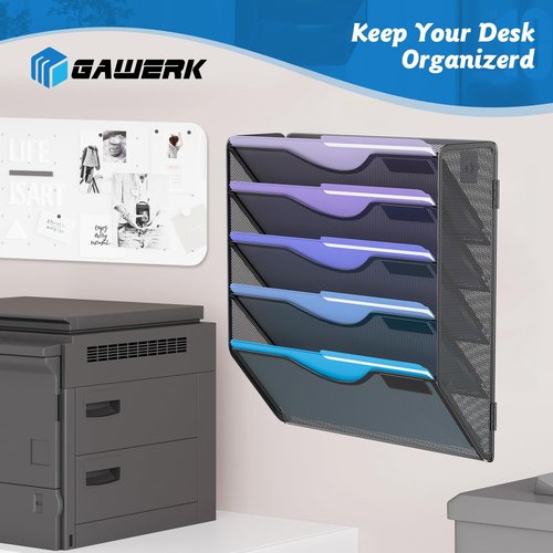 Gawerk Hanging File Organizer (Black, 5 Tier)