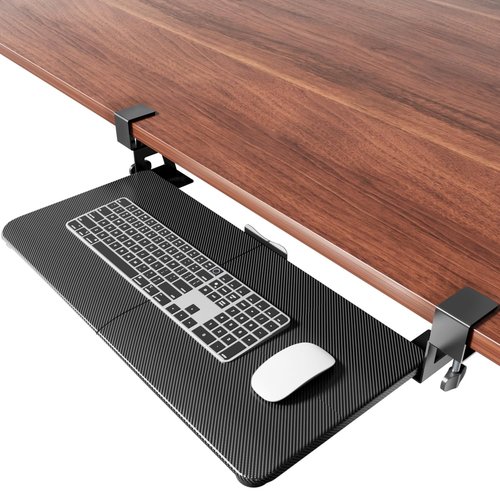 NearHub Large Keyboard Tray Under Desk Slide Out with Extra Sturdy C Clamp Mount System,26'' (30'' including Clamps) x11 Slide-Out Keyboard Drawer Under Desk for Typing,Keyboard Mouse Tray,Black