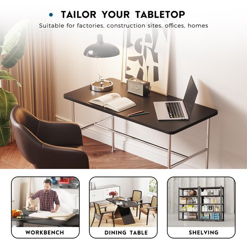 BONTEC Wood Table Top for Electric Standing Desk, 47.2" x 23.6" Solid One-Piece Countertop, Black MDF Desktop for Home Office, Gaming & Commercial Use, Compatible with Adjustable Frames