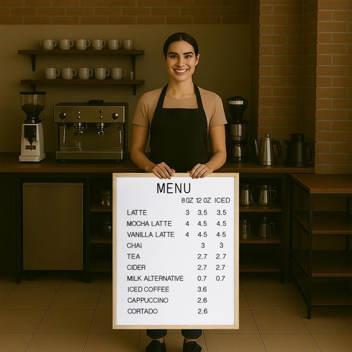 Regine Switzerland 24 x 30 Inch White Framed Menu Letter Board - Premium Felt Display for Restaurants & Cafés