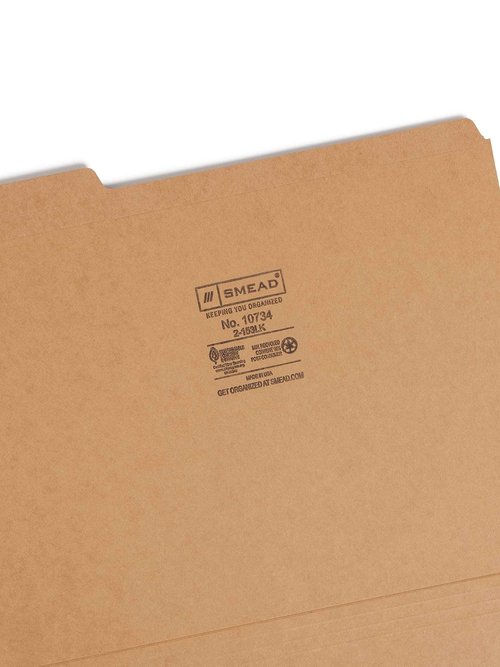 Smead File Folder, Reinforced 1/3-Cut Tab, Letter Size, Kraft, 100 Per Box (10734)