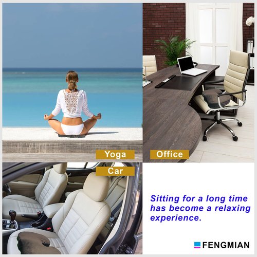 FENGMIAN Natural Latex Seat Cushion - Soft, Bouncy and Relieves Pressure - Suitable for Office Chair, Home Chair, Car, Gaming, Wheelchair, Meditation, and Yoga