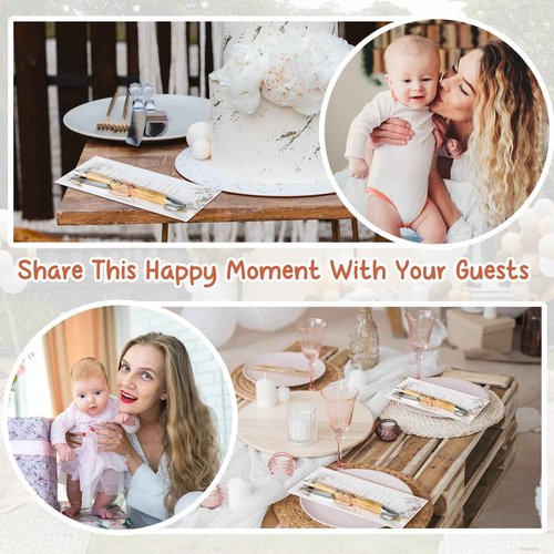 EYNDYN 100 Set Boho Baby Shower Ballpoint Pens Gifts Bulk for Guest Wood Bamboo Pens With Thank You Cards Bohemian Pampas Grass Floral Girl Boys Party Favors Souvenirs Prizes