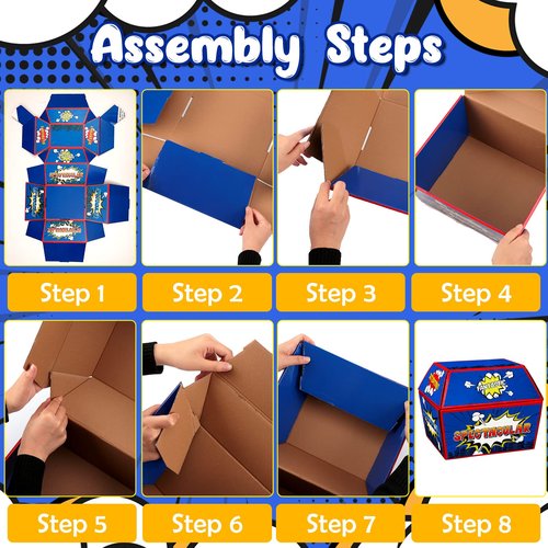 Estune 6 Pcs Hero Treasure Box for Classroom Bulk Large Treasure Box Chest Foldable Cardboard Treasure Box Classroom Prizes Storage Box for Student Teacher Classroom Office Supplies