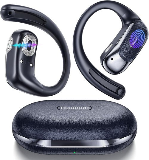 Skiennix AI Translation Earbuds - Real-Time 145 Language Translator | Open-Ear Bluetooth 5.4, 60H Battery, USB-C Fast Charge (Midnight Blue)