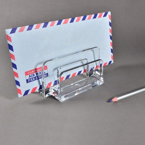 COM.TOP New Acrylic Letter Sorter - Clear for Paper, Mail, Envelope, Organizer | Office Supplies, Desk Accessories, 6.4" x 2.4" x 3.1"