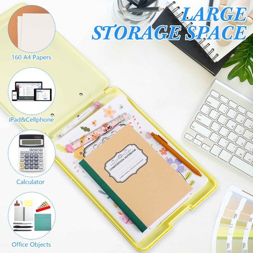 6 Pcs Plastic Clipboard with Storage Neon Color Nursing Clipboard with Pen Holder Multifunctional Clipboard Bulk with Metal Clip for Office School Teachers Students Supplies, 9.5 x 13.4 Inch
