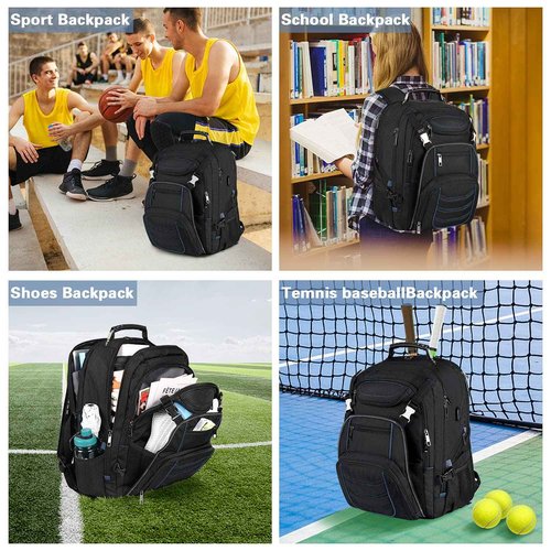 18.4 Inch Laptop Backpack,Extra Large Travel Backpack with USB Charger Port for Men Women,60L Big Capacity Heavy Duty Computer Bag TSA Friendly RFID Anti Theft Pocket Backbag,21.2*15.5*11.5 inch Blue