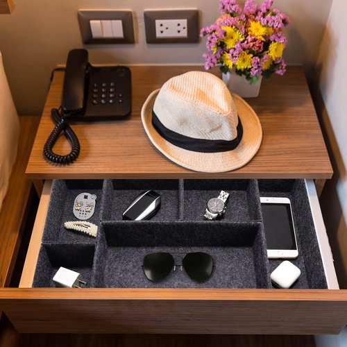 Welaxy Deluxe drawer organizers multi-purpose storage box junk bins soft but sturdy quiet luxury gift idea catch tray office home bathroom watches Jewelry nightstand holder 6-piece Style A (Charcoal)