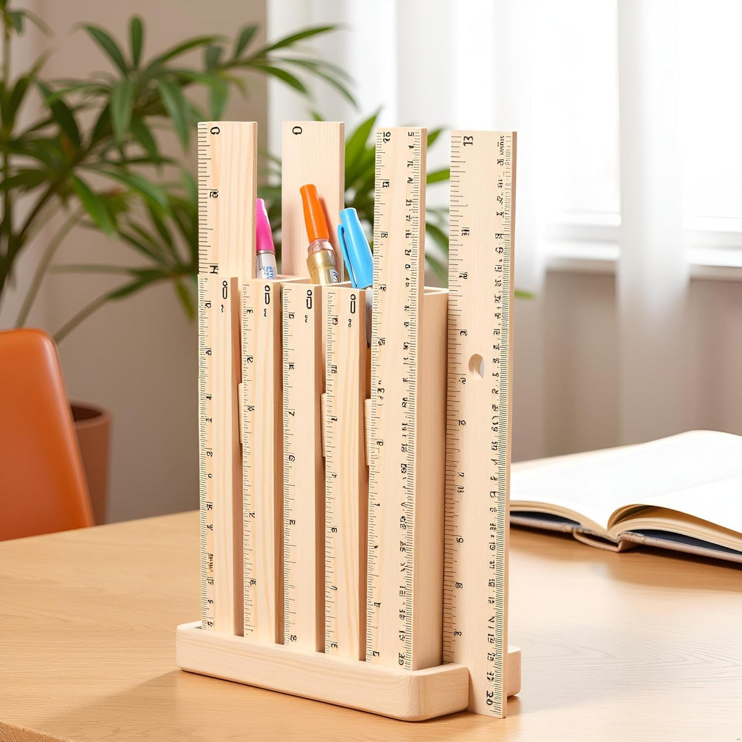 Wooden Ruler 12 Inch - 6 Pack High-Quality Easy-to-Read Metric Rulers for Home & Office | Ideal for Drawing