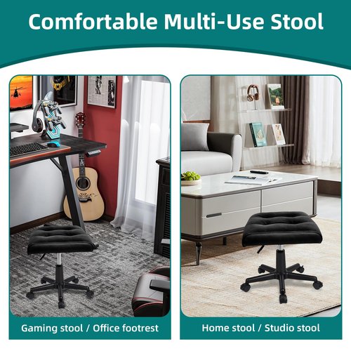 Tall Foot Stool Adjustable Leg Rest Real Leather Footrest with Wheels for Office Desk & Gaming Chairs - Ergonomic Footrest and Office Chair Foot Rest with Thick Padding
