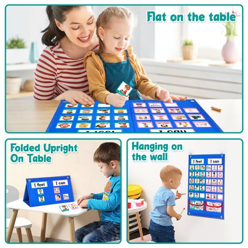 Feelings Chart Cards, Social Emotional Learning Pocket Chart Autism Learning Materials Behavior Management Chart Cards for Social Activities Classroom Daycare Home