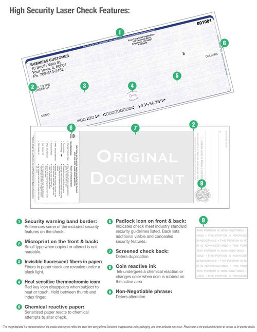 Blank High Security Top Computer Checks, 250 Blue/Red Checks