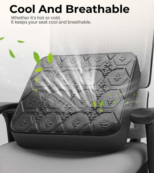 Airllantry Large Seat Cushion, Dual-Layer Gel & Memory Foam Office Chair Cushion for Long Sitting, Keep Cooling & Soft 19.7 inch Seat Pad for Office Chairs