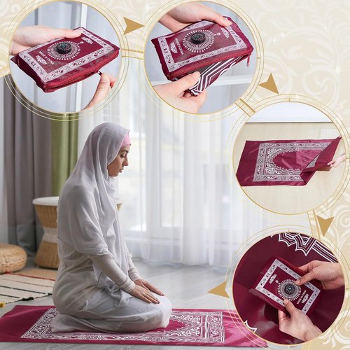 Mindsoft Portable Travel Prayer Mat - 16 Pcs Waterproof Islamic Rug with Compass & Carry Bag (60 cm x 100 cm)