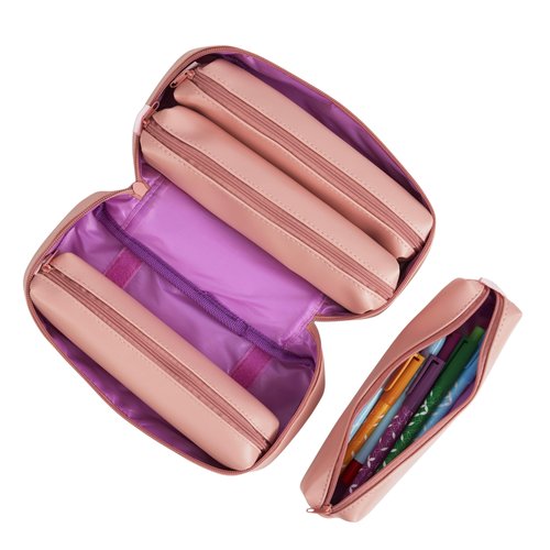 Erin Condren Mauve Vegan Leather 5-in-1 Zipper Pouch - Multi-Compartment Storage, Use as One Big Pouch or 5 Separate Pouches