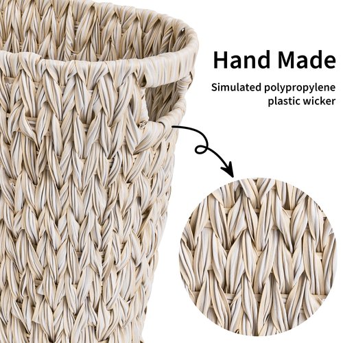 Granny SAYS Wicker Waste Basket, Waterproof Bathroom Trash Can, 19 Liters/5 Gallons