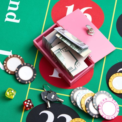 CroBlissful Acrylic Box for Gambler, Winners Bank Portable Safe Casino Money Pocket Sized Cash Box with 2 Keys and Storage Bag(Pink,1 Pack)