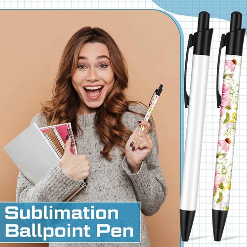 Yexiya Sublimation Pens Blank Heat Transfer Pen Sublimation Ballpoint Pen with Shrink Wrap White Aluminum Customized Clip Pen School Supplies for Christmas Office School Stationery Supplies (50 Sets)